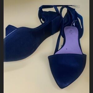 Call It Spring Black Pointed Toe D'Orsay Flats with Ankle Strap